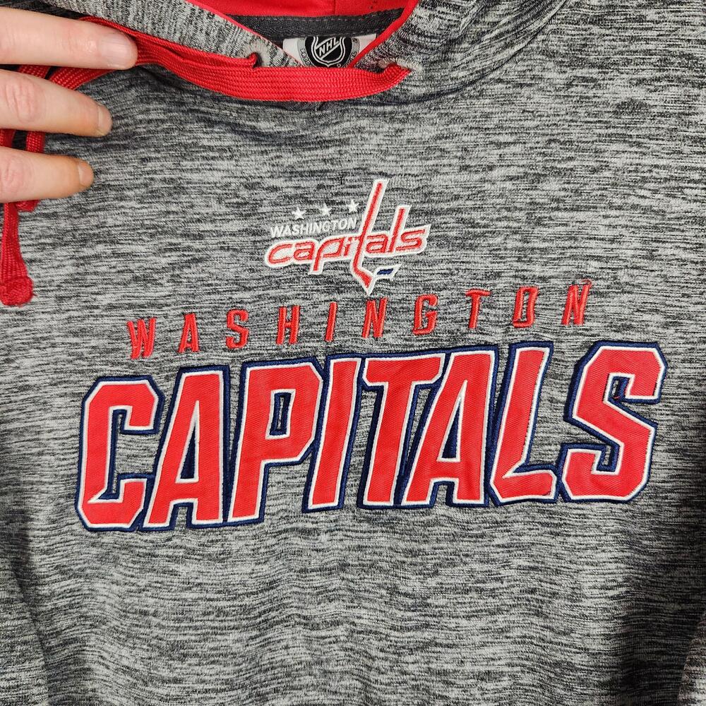 Washington Capitals Hoodie Mens Medium Gray NHL Hockey Pullover Embroidered Logo - Picture 2 of 13